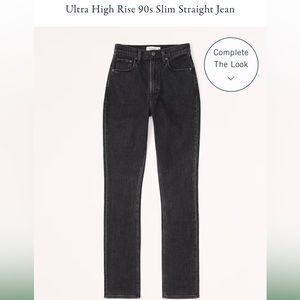 NWT Abercrombie Ultra High Rise 90s Slim Straight Jean - Color Black, 27